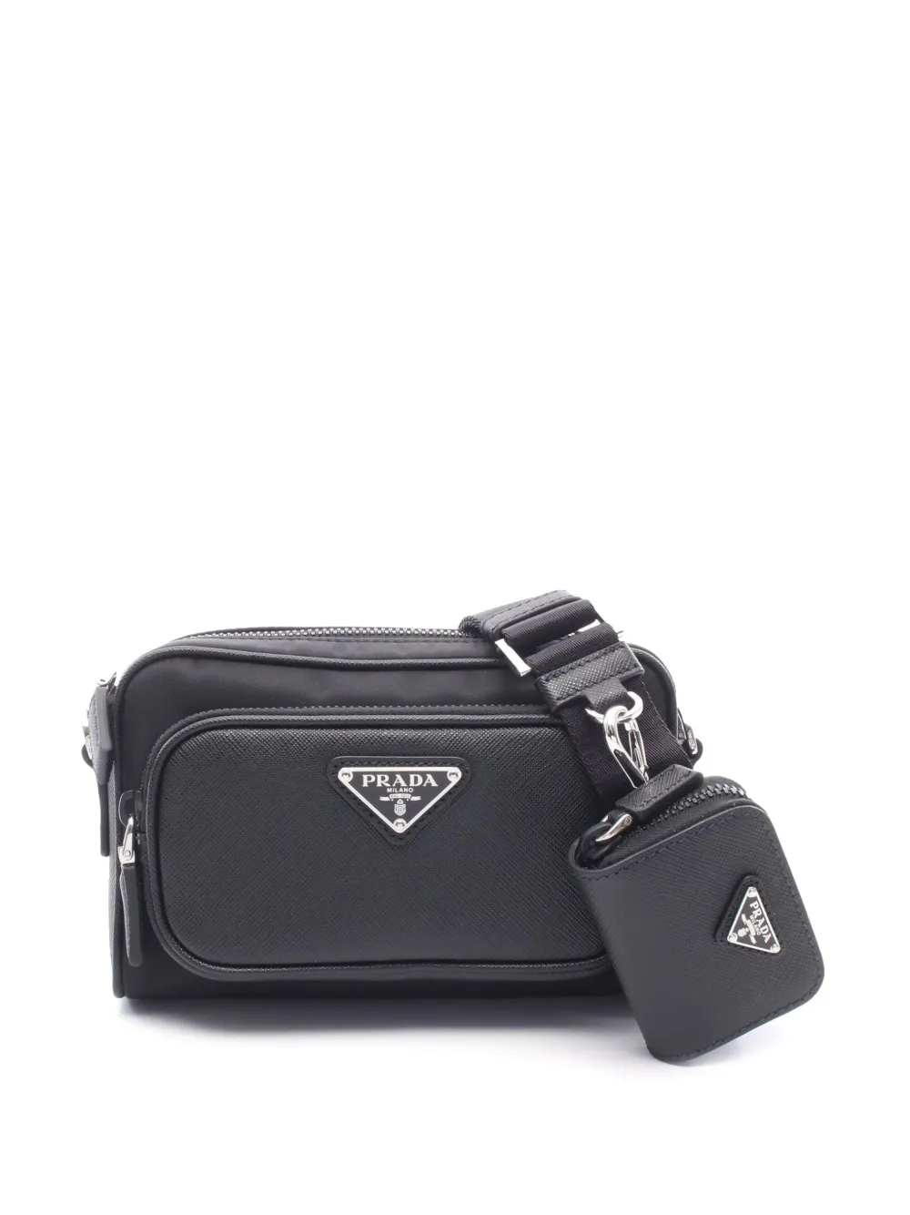 Prada Pre-Owned 2013-2026 Tessuto and Saffiano crossbody bag - Nero