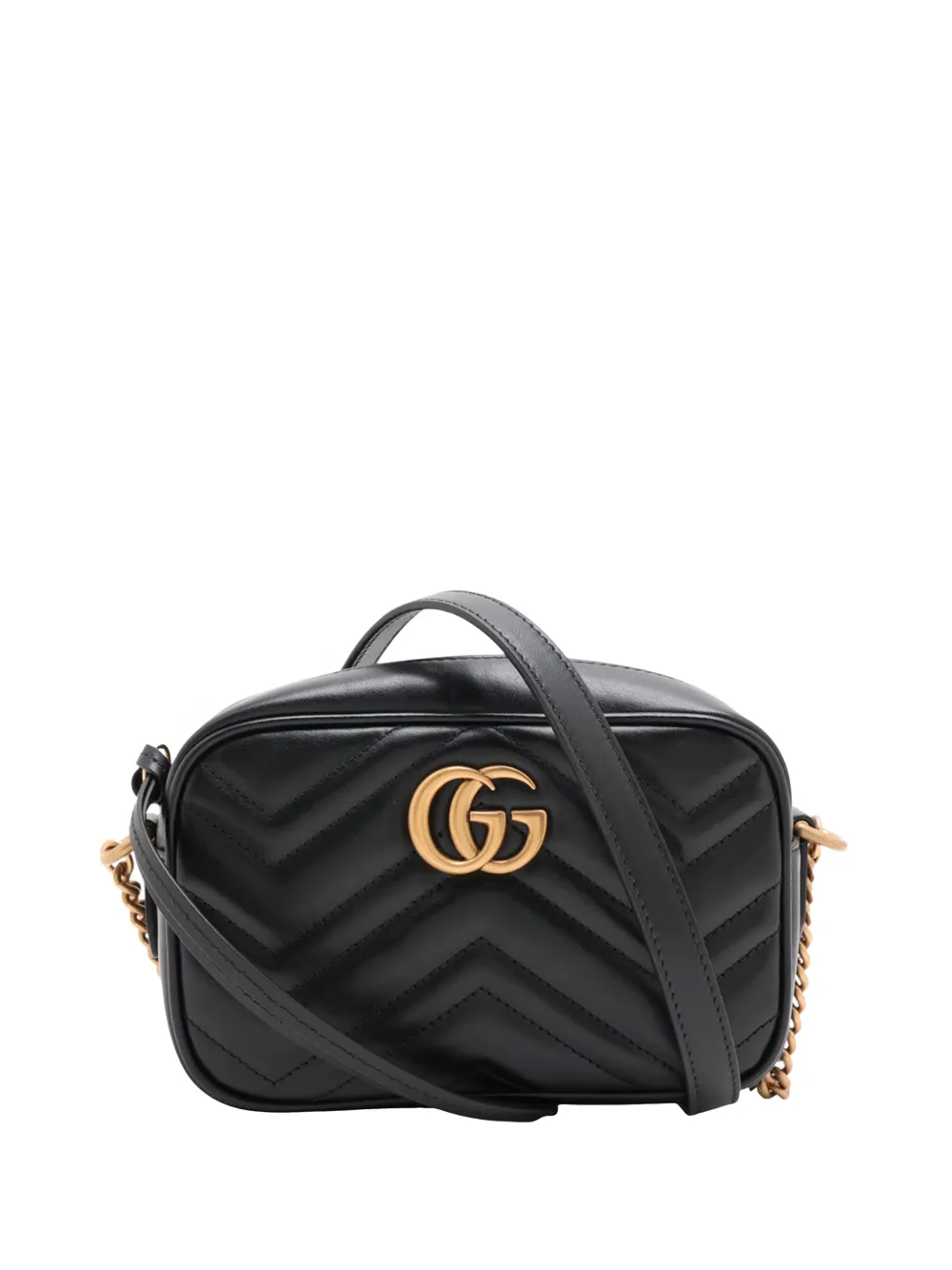 Gucci Pre-Owned 2016-2026 Mini GG Marmont Matelasse Calfskin crossbody bag - Nero