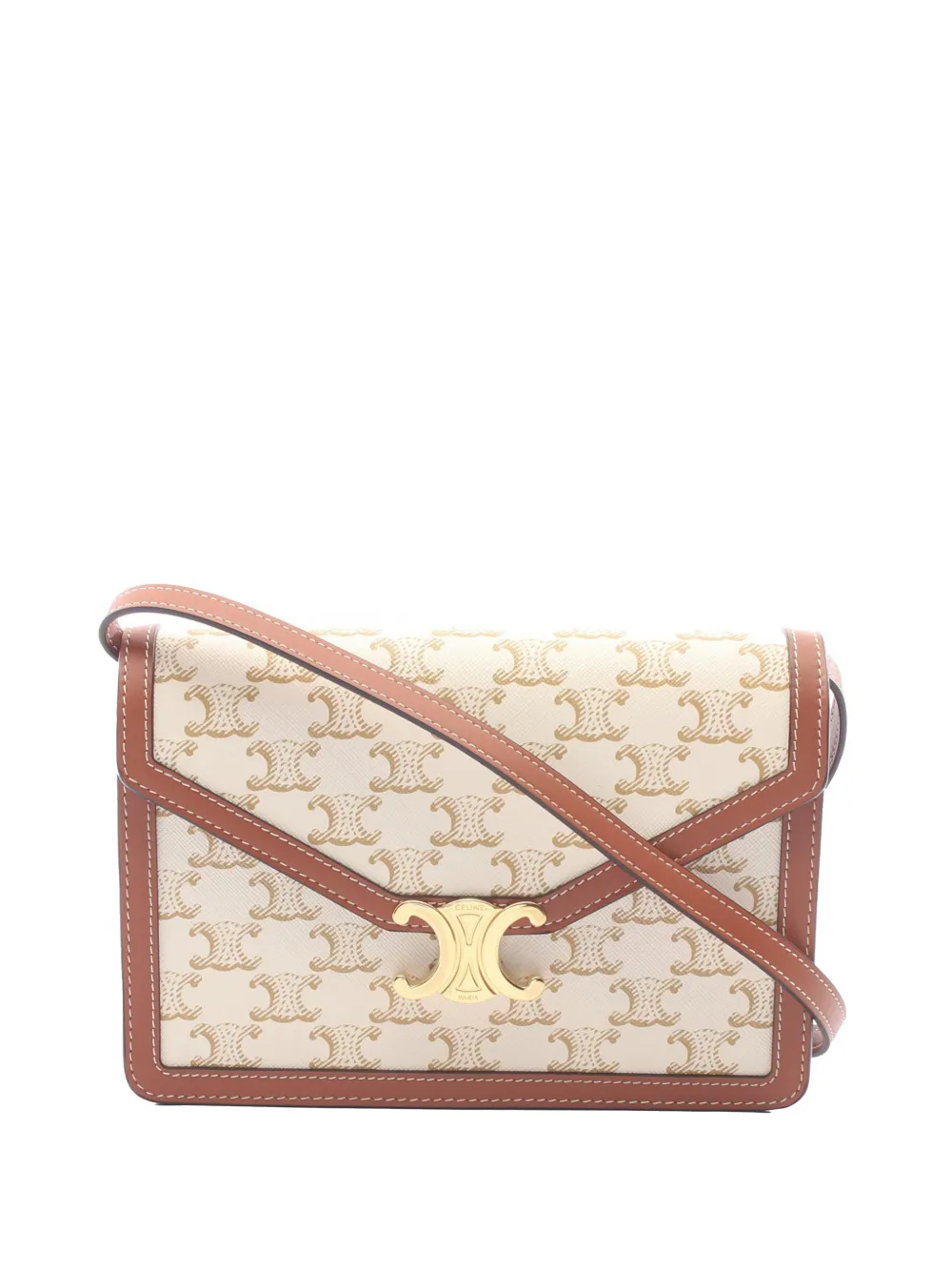 Celine Pre-Owned 2015-2026 Triomphe Coated Canvas Triomphe crossbody bag - Bianco