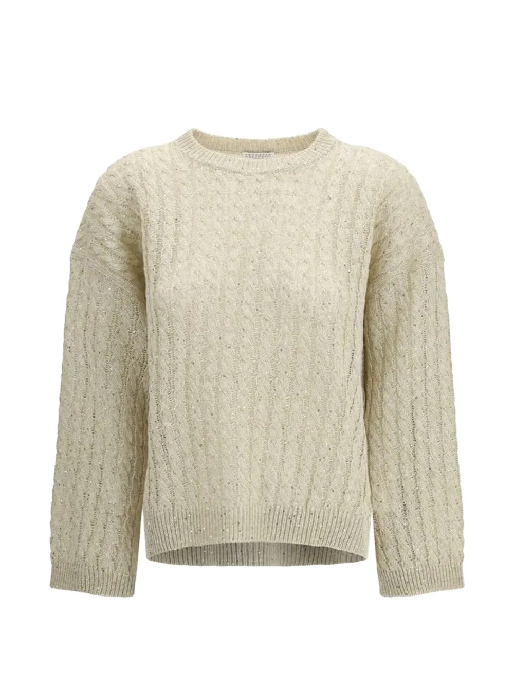 Brunello Cucinelli sequin-embellished cable-knit sweater - Toni neutri