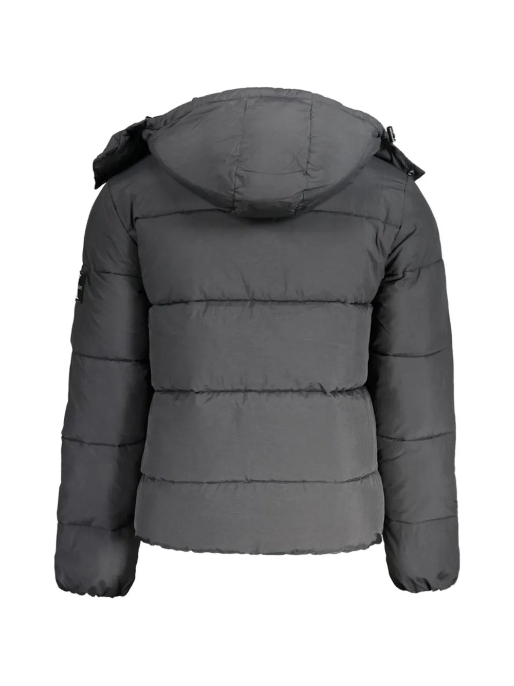 Calvin Klein Gewatteerd jack met capuchon en logo-print Zwart