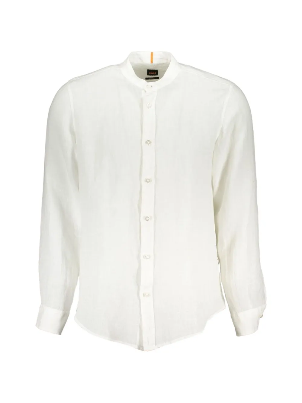 BOSS mandarin-collar linen shirt · S