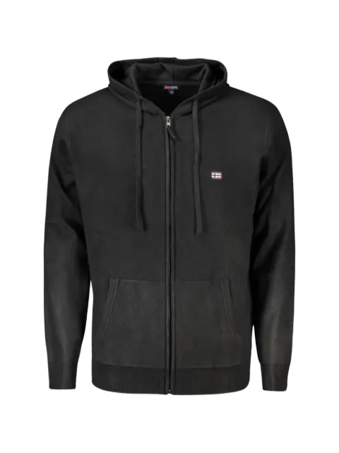 Norwegian Rain logo-patch zip-up hoodie