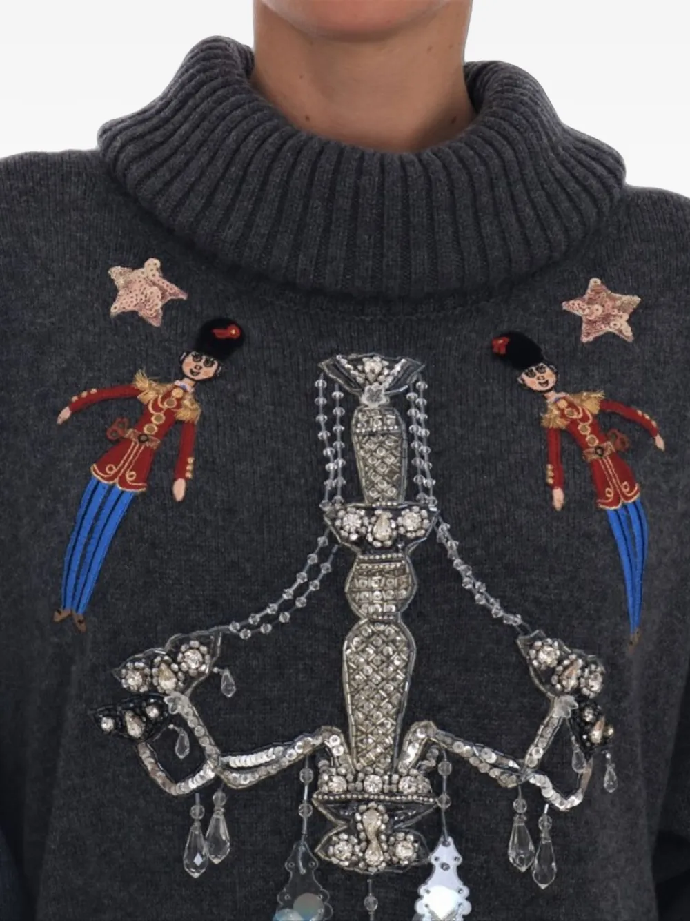 Dolce & Gabbana embroidered crystal-embellished sweater Grijs