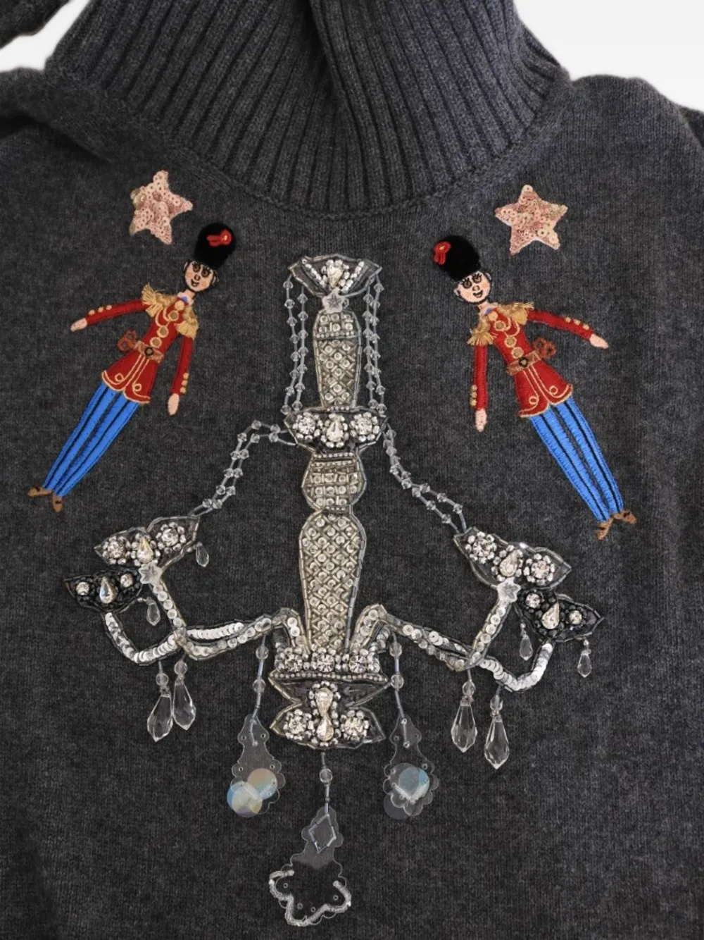 Dolce & Gabbana embroidered crystal-embellished sweater Grijs