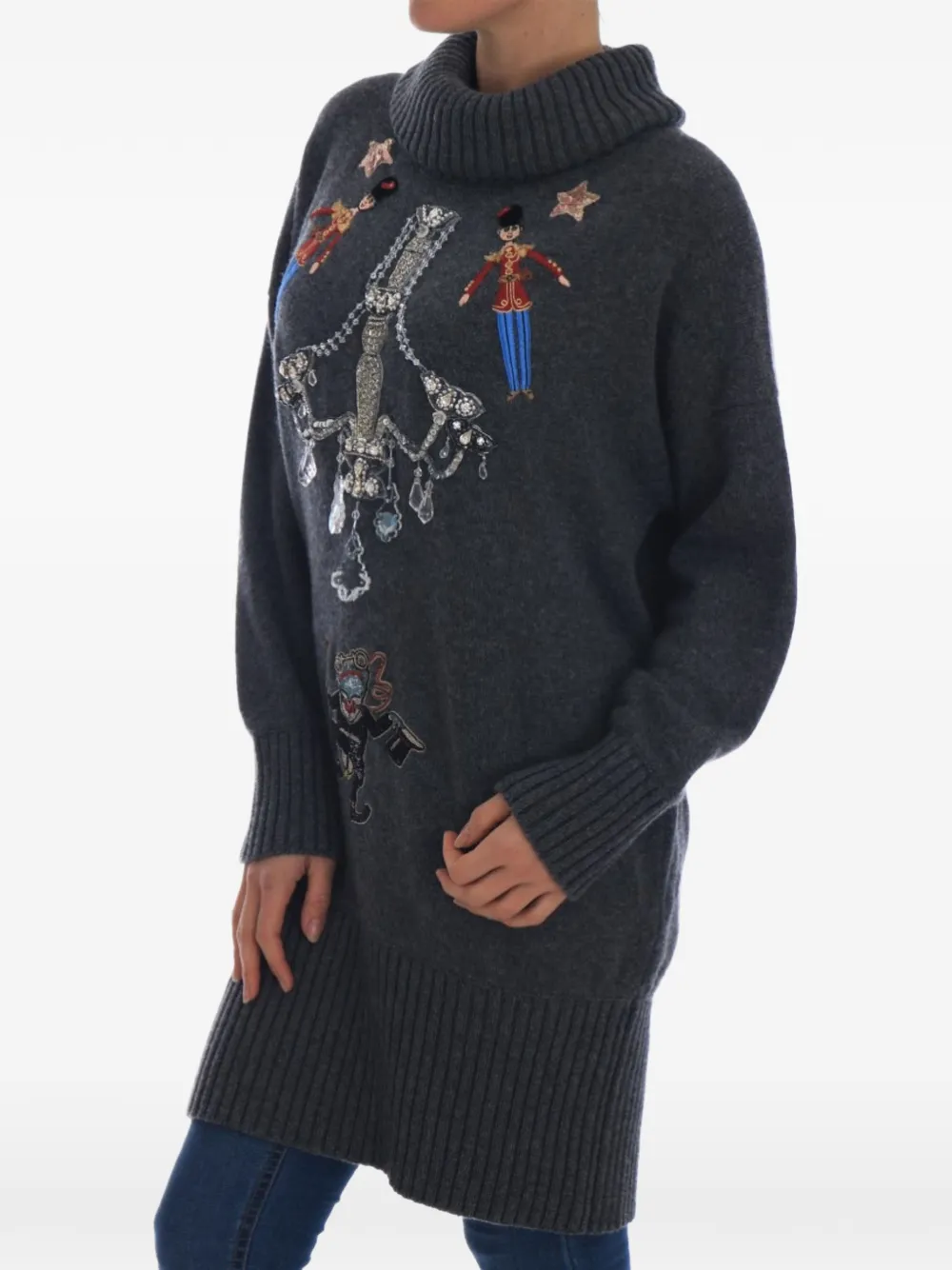 Dolce & Gabbana embroidered crystal-embellished sweater Grijs