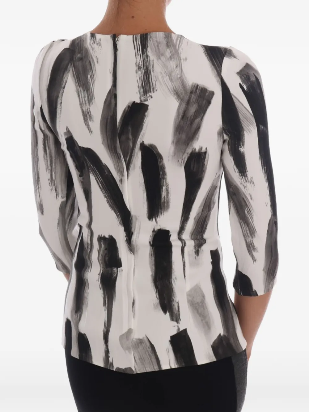 Dolce & Gabbana Blouse met abstracte penseelstreek-print Grijs