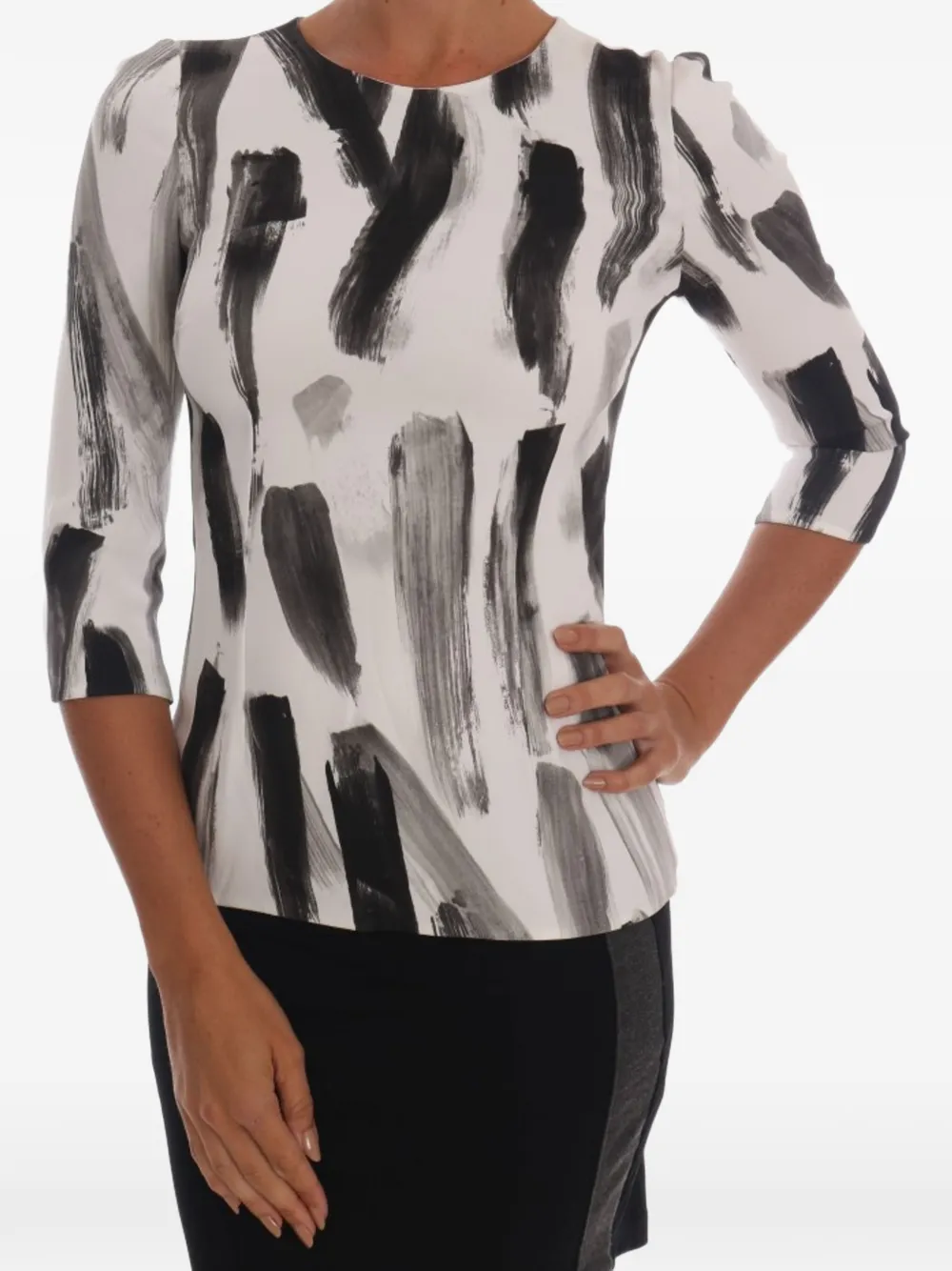 Dolce & Gabbana abstract brushstroke-print blouse - Grigio