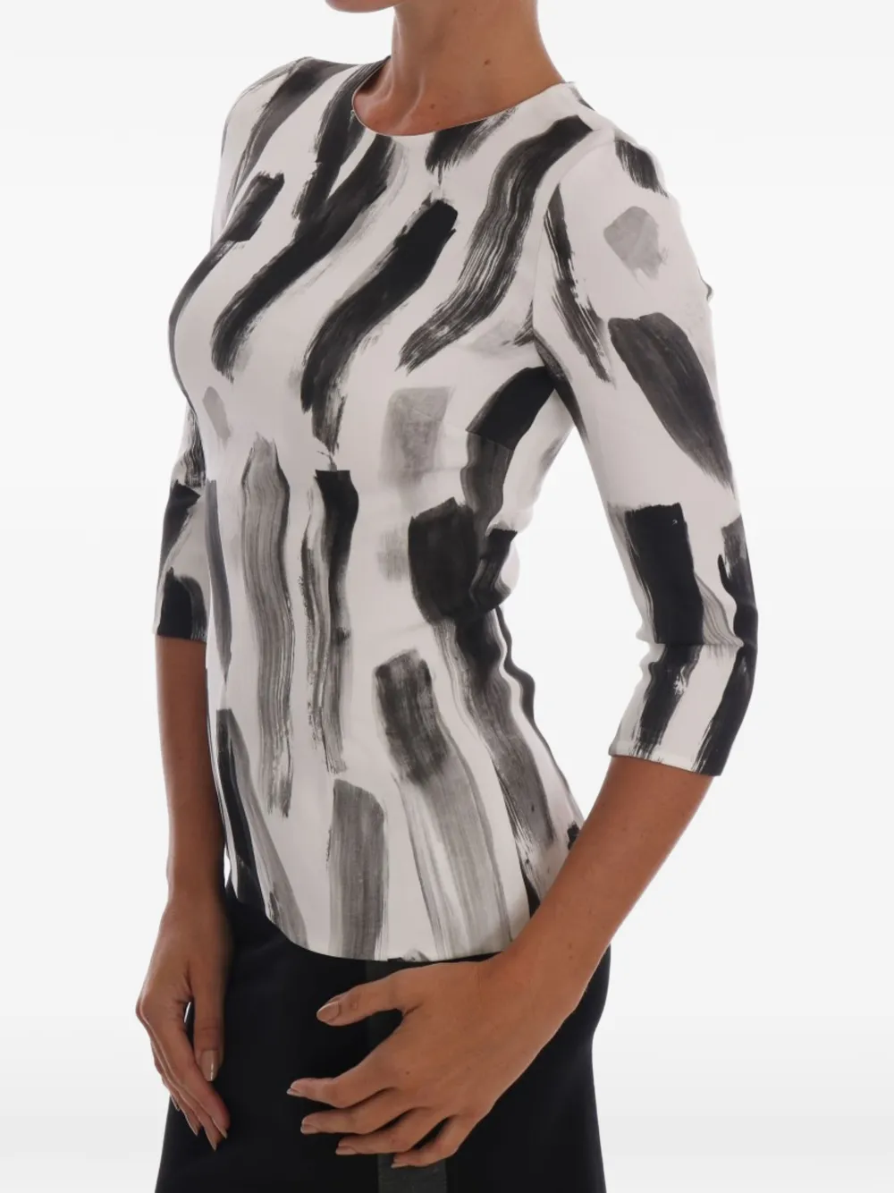 Dolce & Gabbana Blouse met abstracte penseelstreek-print Grijs