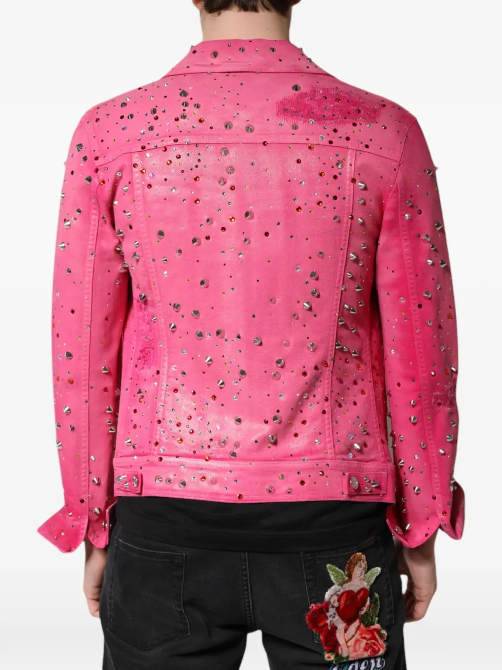 Dolce & Gabbana Denim jack verfraaid met kristallen en studs Roze