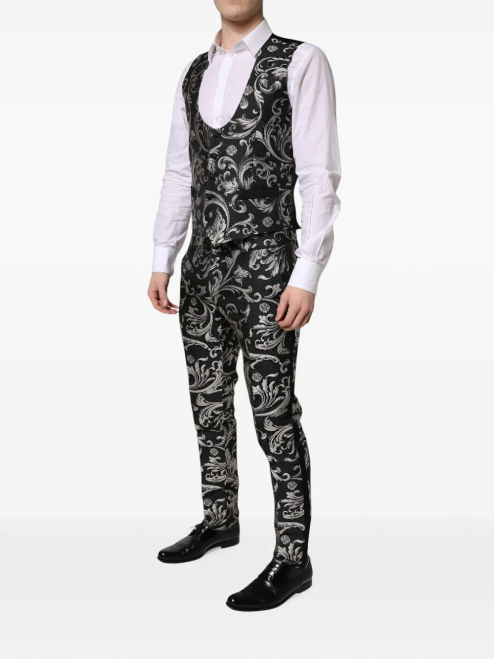 Dolce & Gabbana Martini baroque-jacquard three-piece suit Zwart