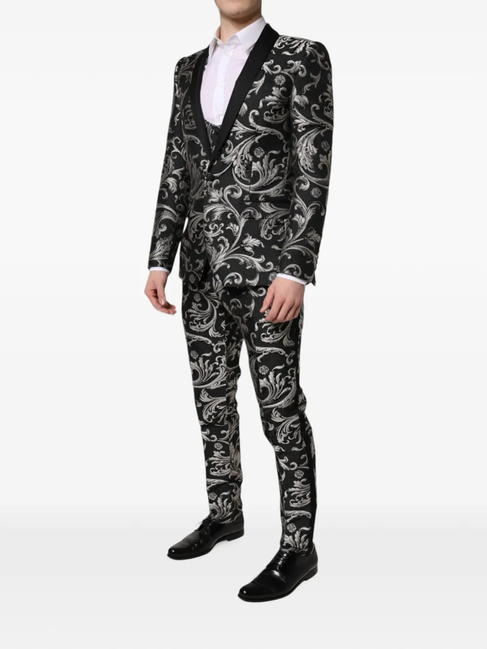 Dolce & Gabbana Martini baroque-jacquard three-piece suit Zwart