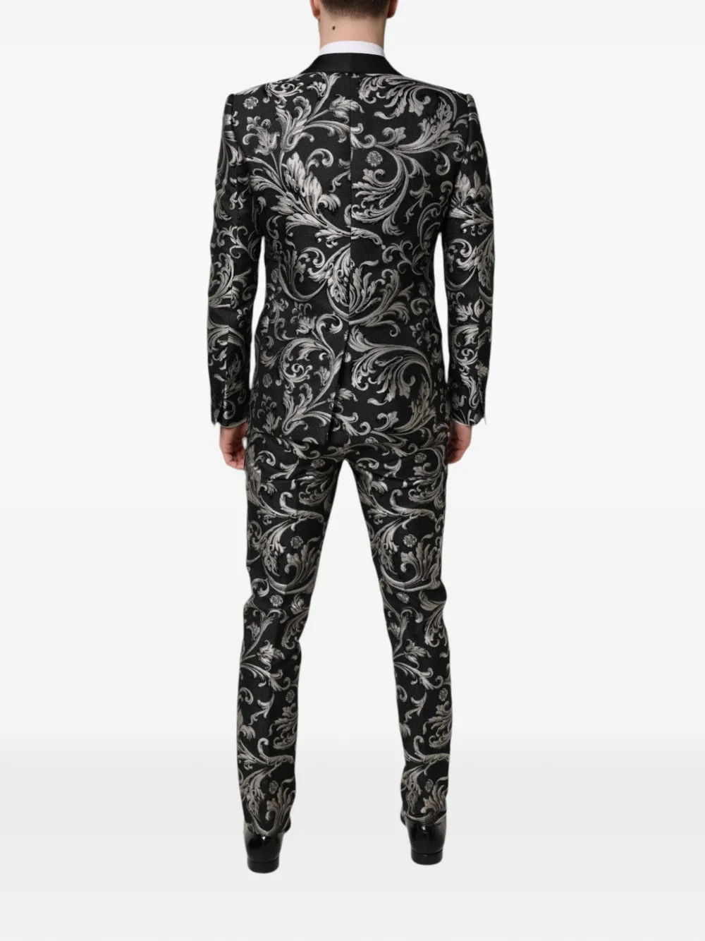 Dolce & Gabbana Martini baroque-jacquard three-piece suit Zwart