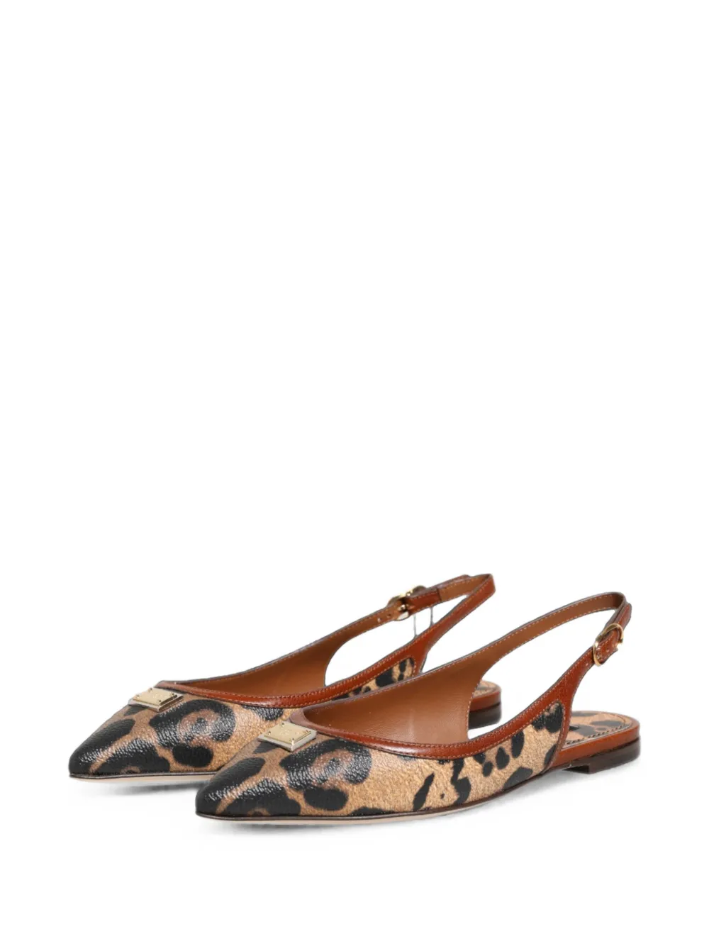 Dolce & Gabbana leopard-print slingback flat pumps Bruin