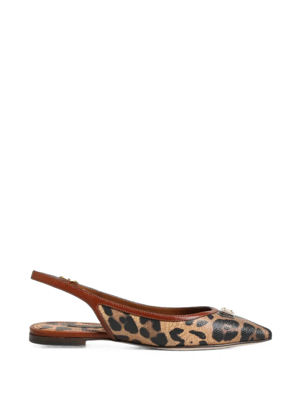 Dolce & Gabbana leopard-print slingback flat pumps - Marrone