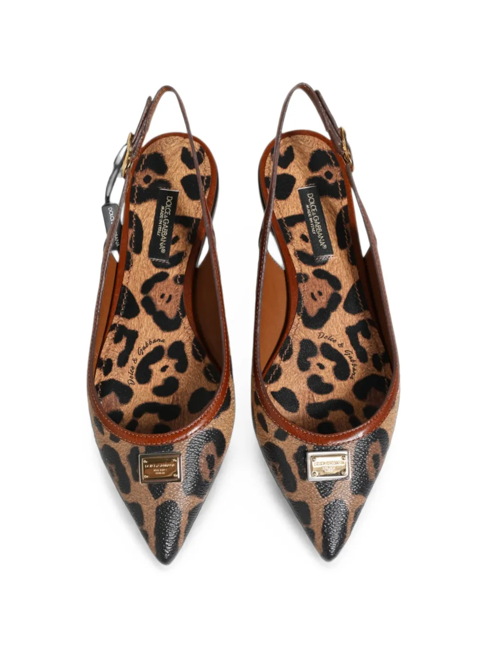 Dolce & Gabbana leopard-print slingback flat pumps Bruin
