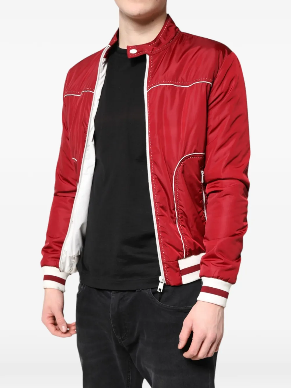 Dolce & Gabbana Bomberjack met contrasterende stiksels Rood