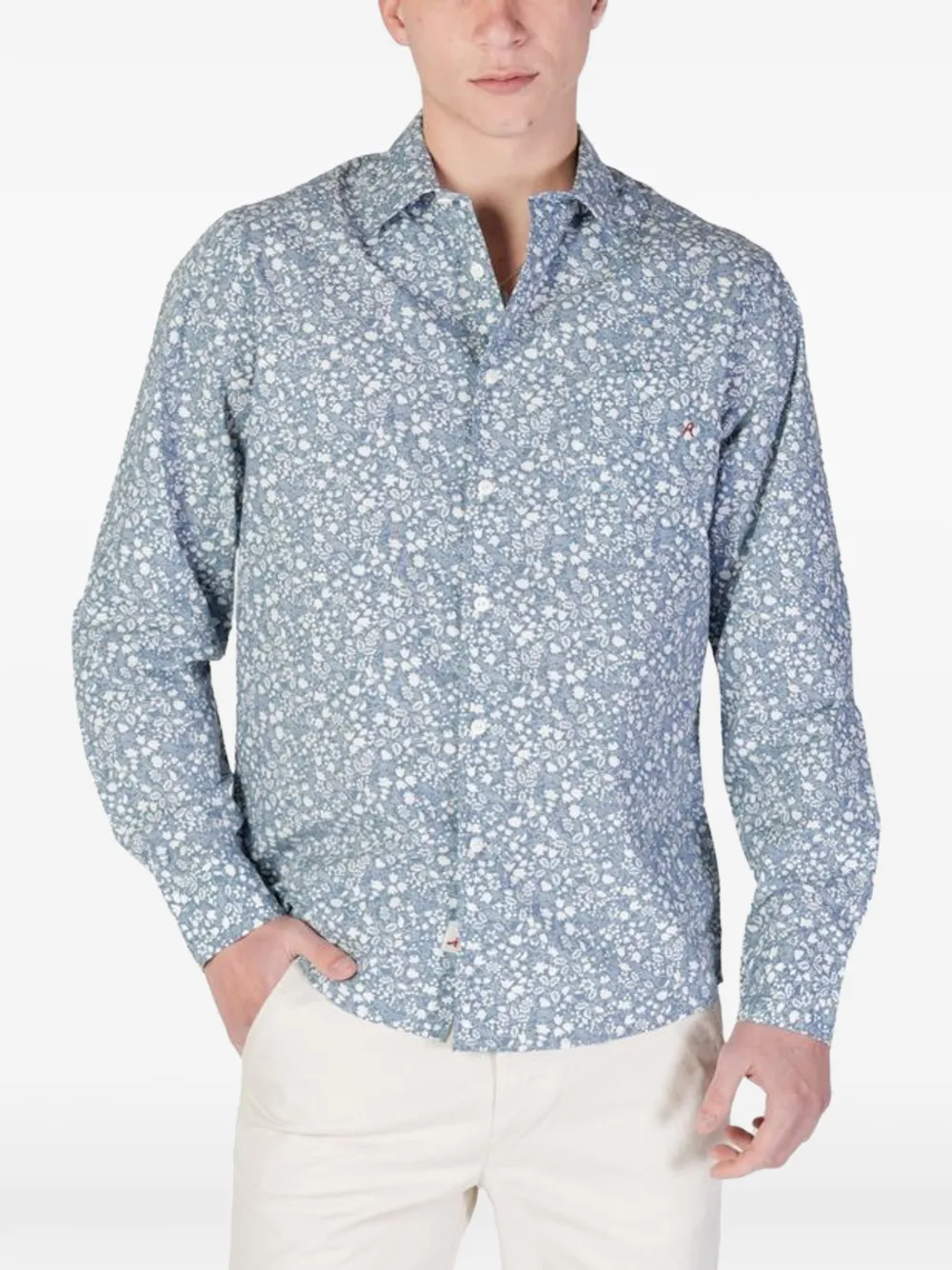 Replay floral-print shirt Blauw