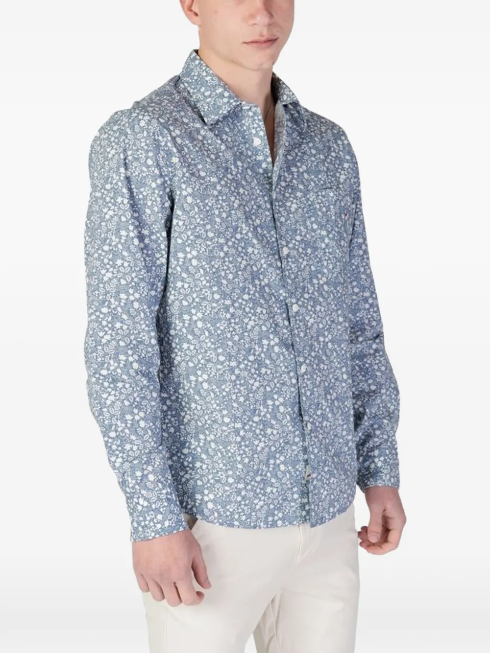 Replay floral-print shirt Blauw