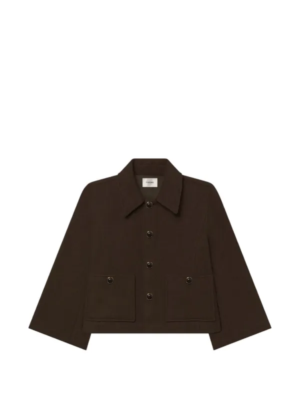 Frame Pointed-collar Swing Jacket in Brown
