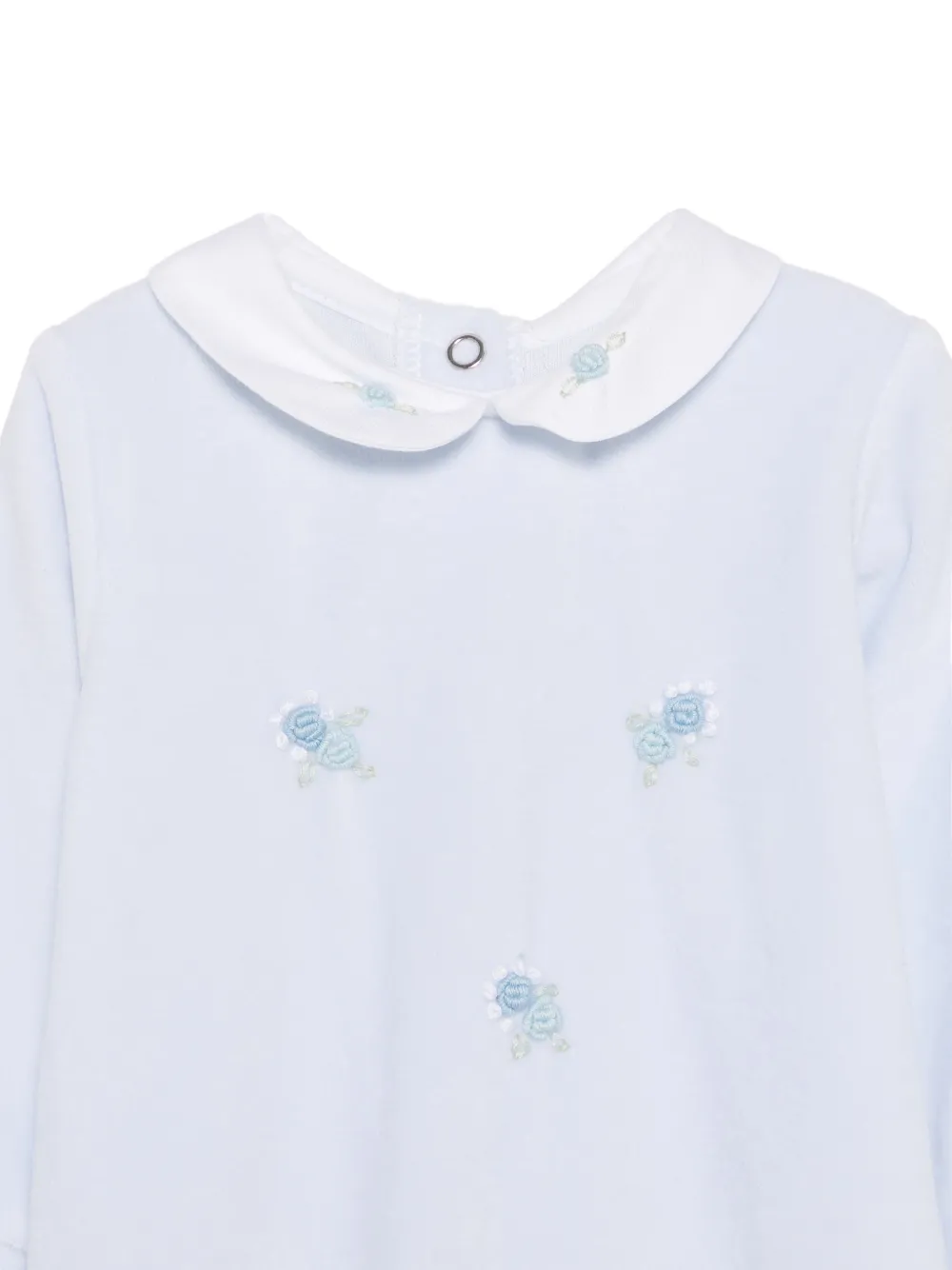 Siola floral-embroidered Peter Pan-collar sleepsuit Blauw