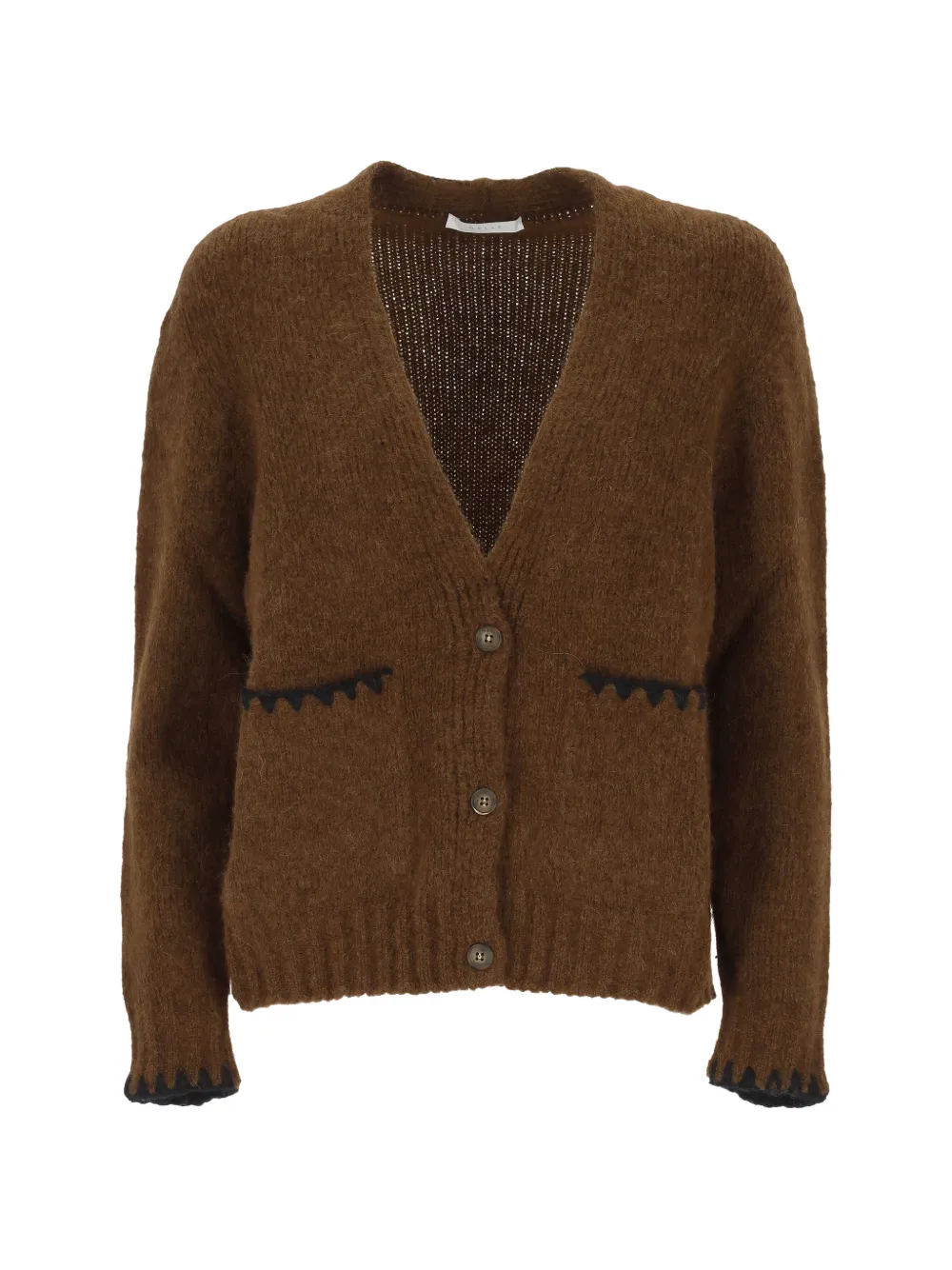 OLIVER LATTUGHI zigzag-embroidered V-neck cardigan · M