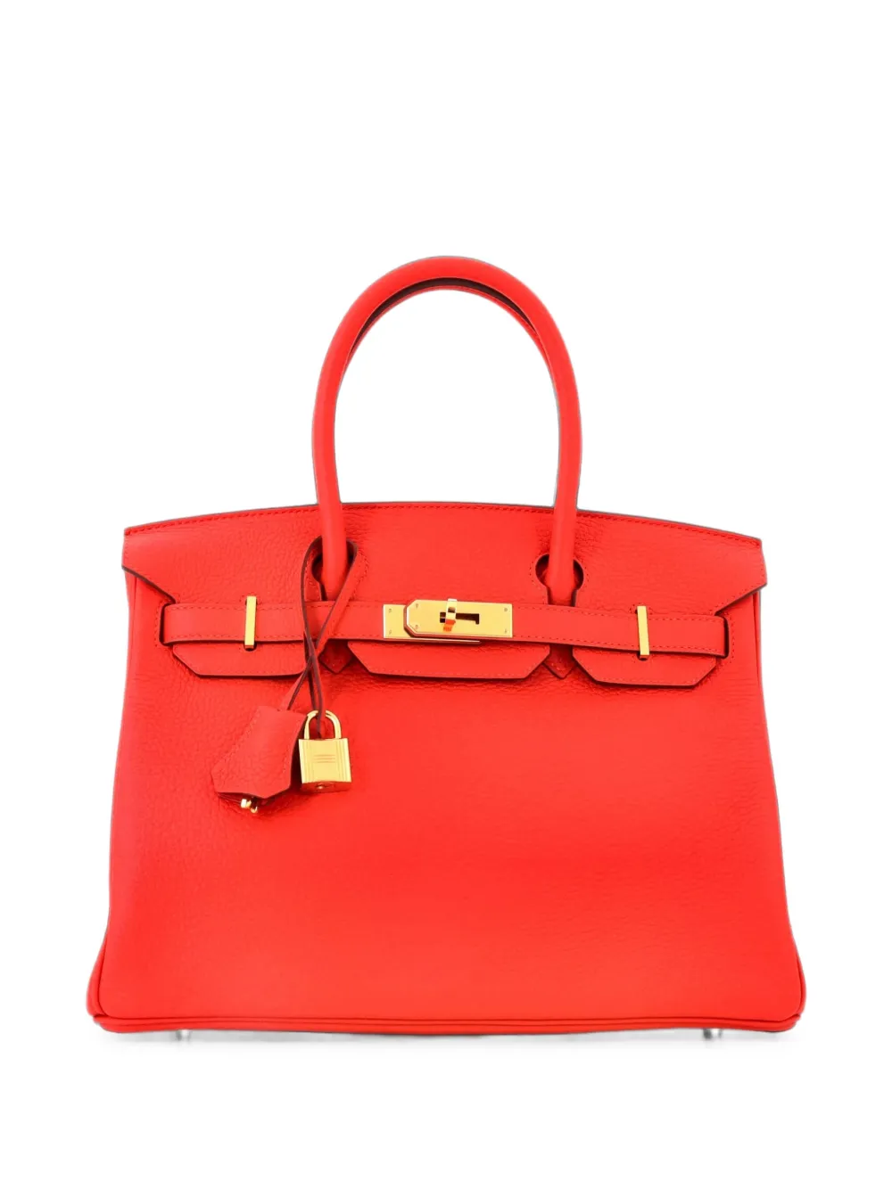 Hermès Pre-Owned Birkin Handbag Rouge Tomate Clemence with Gold Hardware 30 satchel - Rosso
