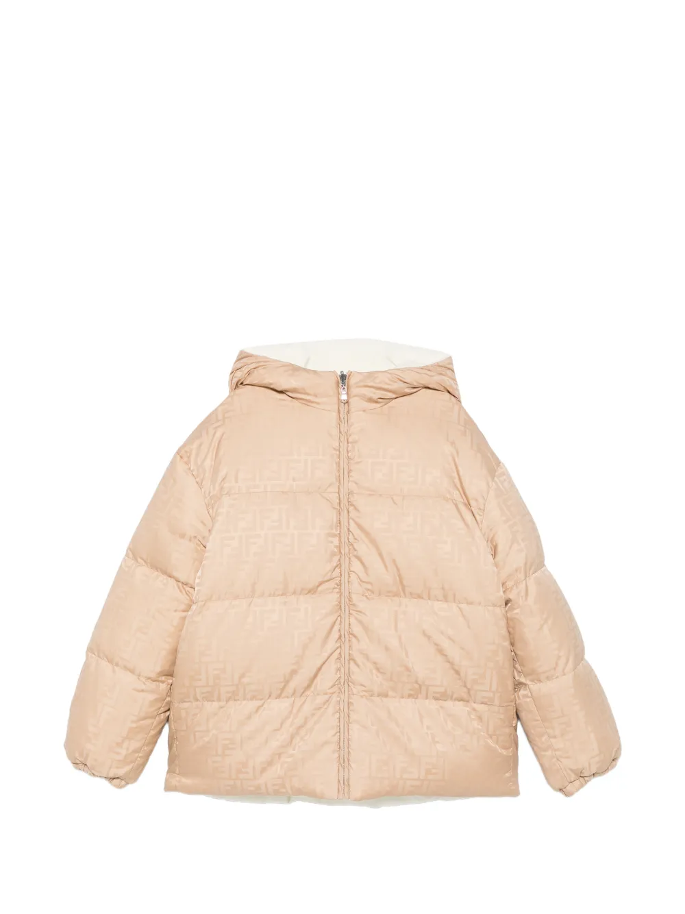 Fendi Kids FF-logo hooded padded jacket - Toni neutri