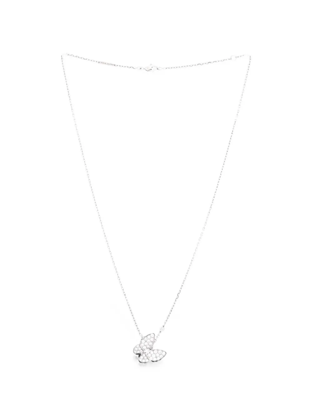 Van Cleef & Arpels Pre-Owned Two Butterfly Pendant 18K White Gold and Diamonds necklace - Argento