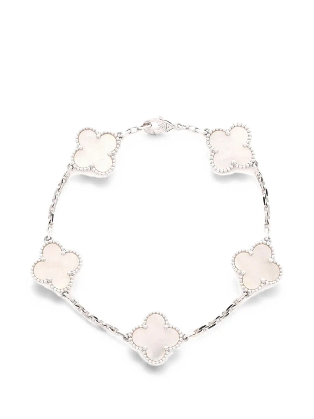 Van Cleef & Arpels Pre-Owned Vintage Alhambra 5 Motifs 18K White Gold and Mother of Pearl bracelet - Argento
