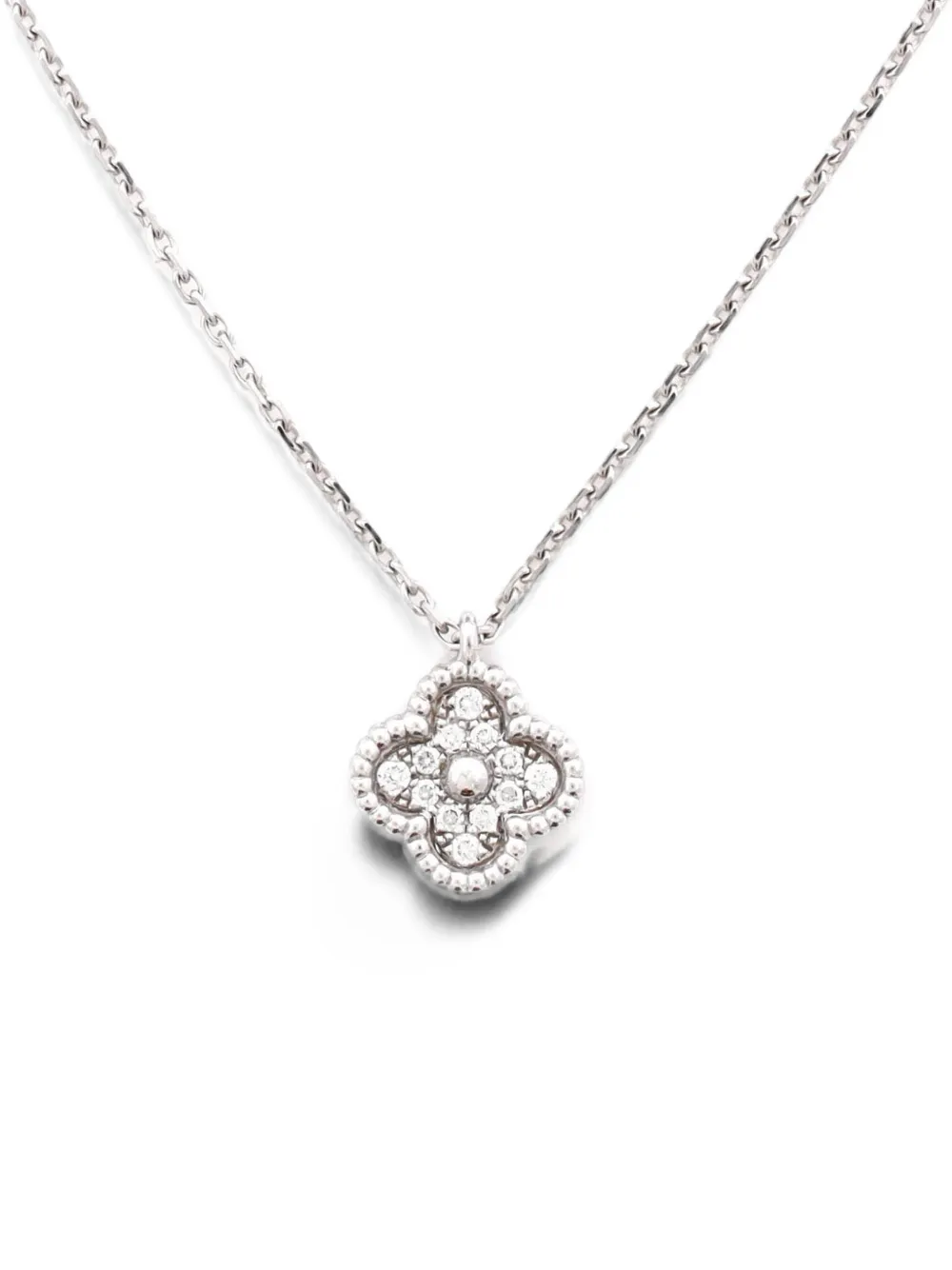Van Cleef & Arpels Pre-Owned Sweet Alhambra Pendant 18K White Gold with Diamonds necklace - Argento