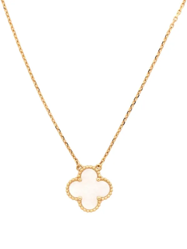 Van Cleef & Arpels Pre-owned Vintage Alhambra Pendant 18K Yellow Gold and Mother of Pearl Necklace