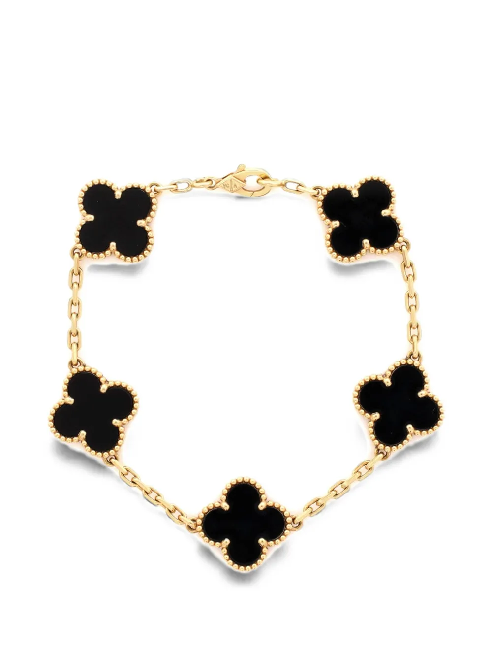 Van Cleef & Arpels Pre-Owned Vintage Alhambra 5 Motifs 18K Yellow Gold and Onyx bracelet - Oro