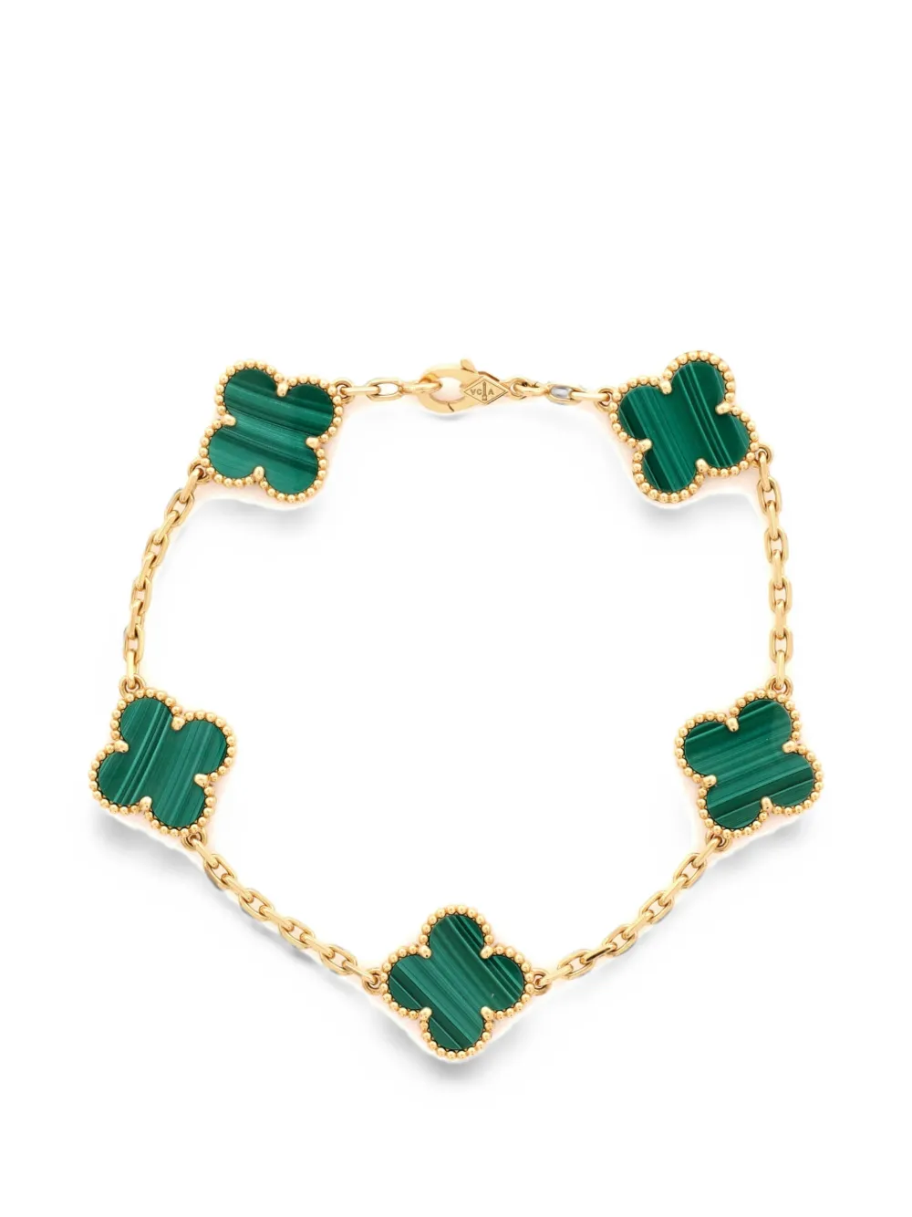 Van Cleef & Arpels Pre-Owned Vintage Alhambra 5 Motifs 18K Yellow Gold and Malachite bracelet - Oro