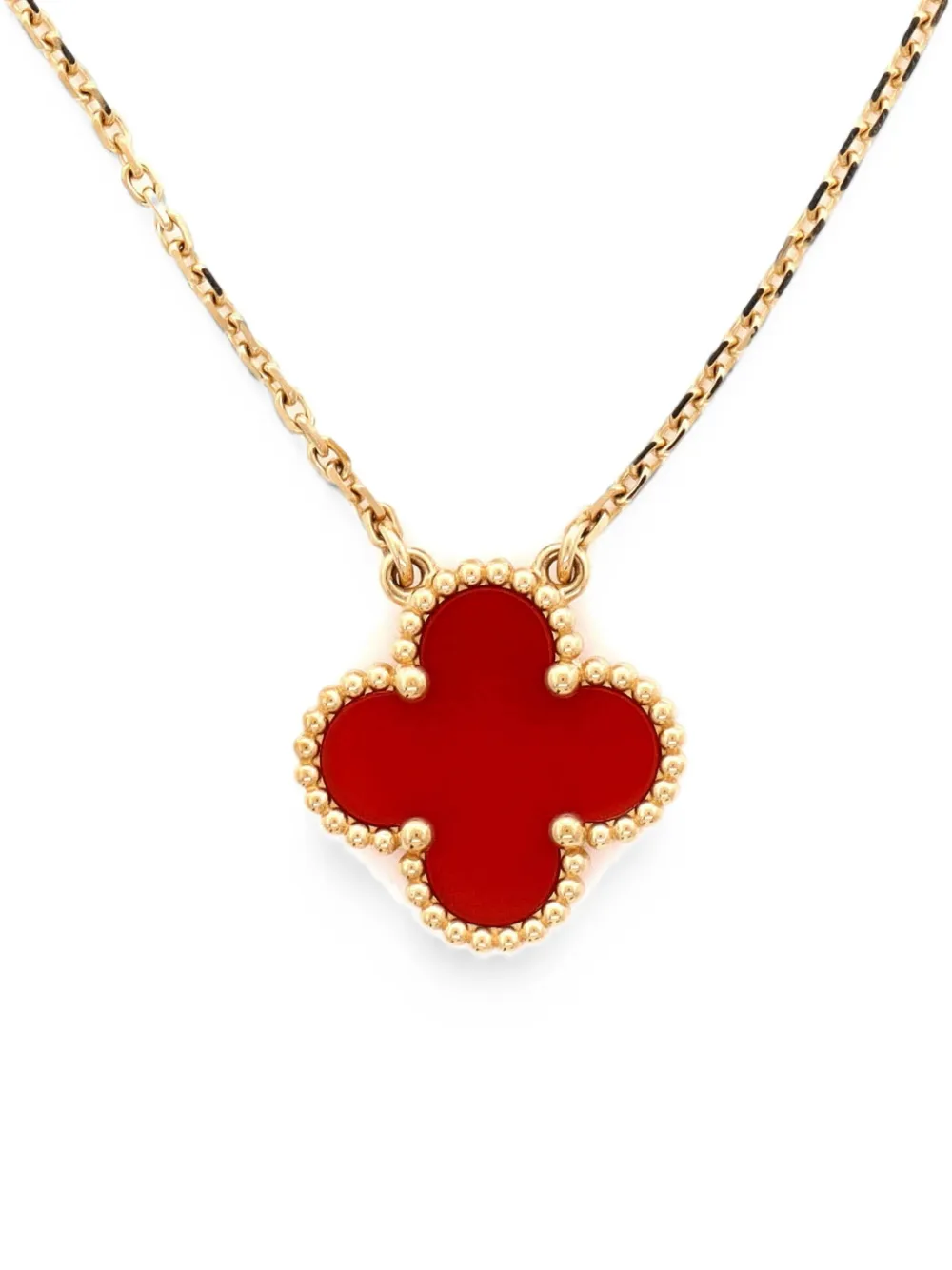 Van Cleef & Arpels Pre-Owned Vintage Alhambra Pendant 18K Yellow Gold and Carnelian necklace - Oro