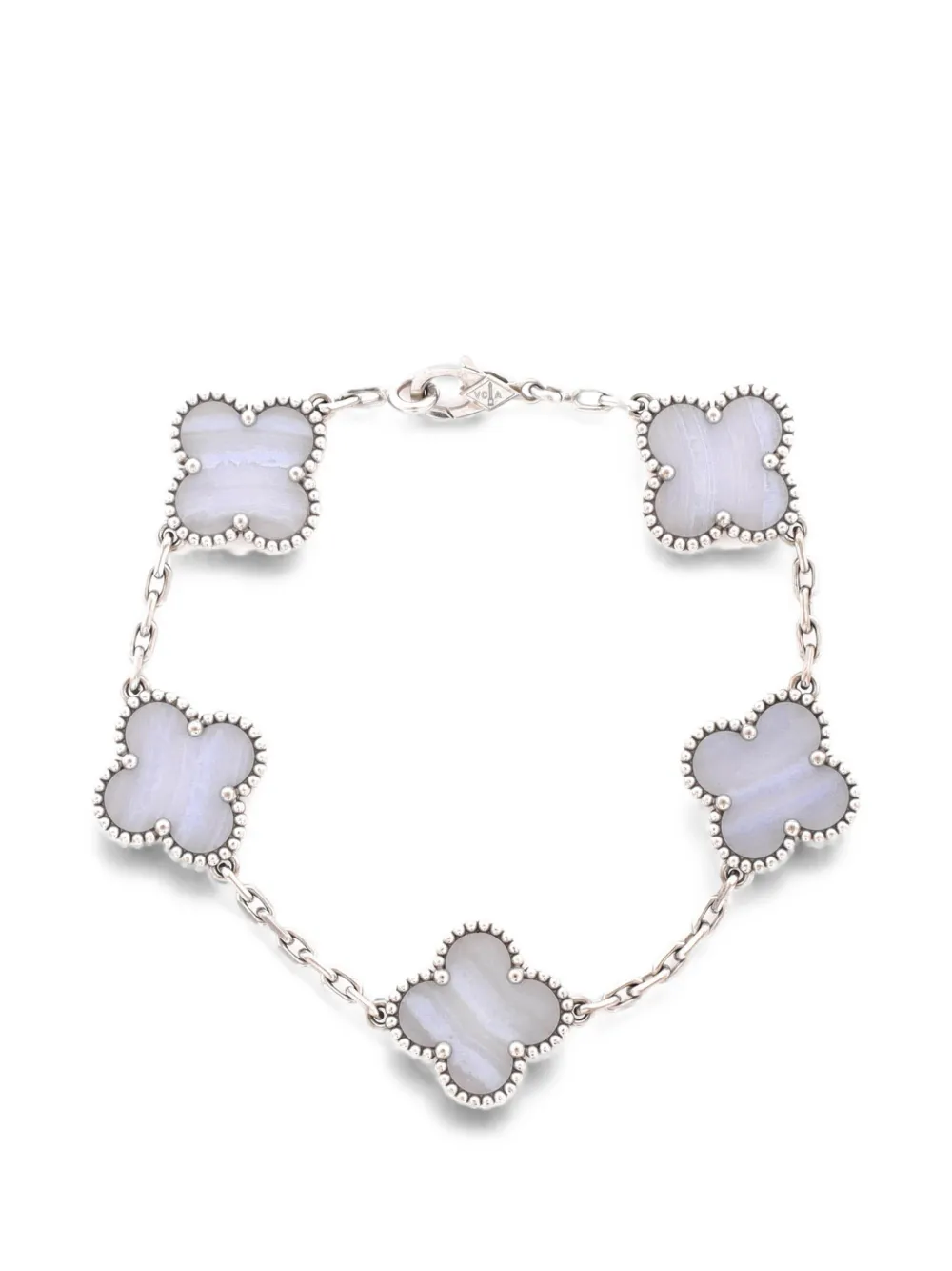 Van Cleef & Arpels Pre-Owned Vintage Alhambra 5 Motifs 18K White Gold and Chalcedony bracelet - Argento