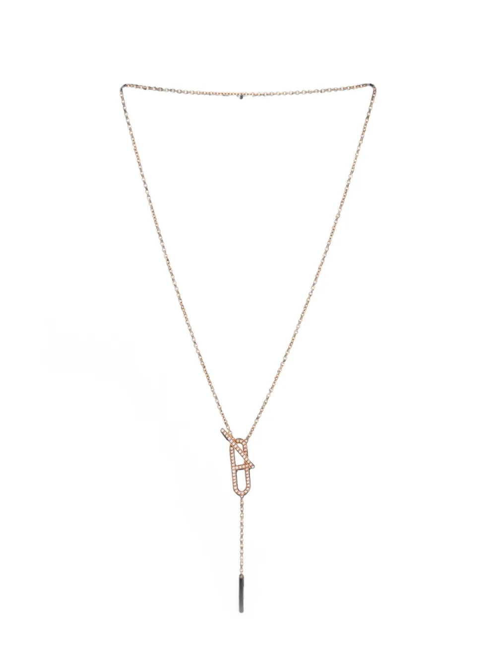 Hermès Pre-Owned Ever Chaine d'Ancre Lariat 18K Rose Gold with Diamonds Small necklace - Rosa