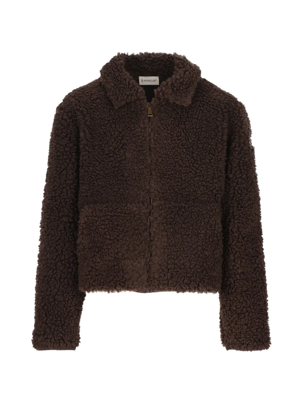 Moncler Enfant fleece-texture logo-patch jacket Bruin