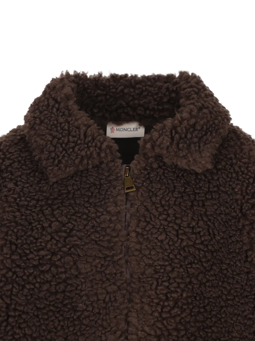 Moncler Enfant fleece-texture logo-patch jacket Bruin