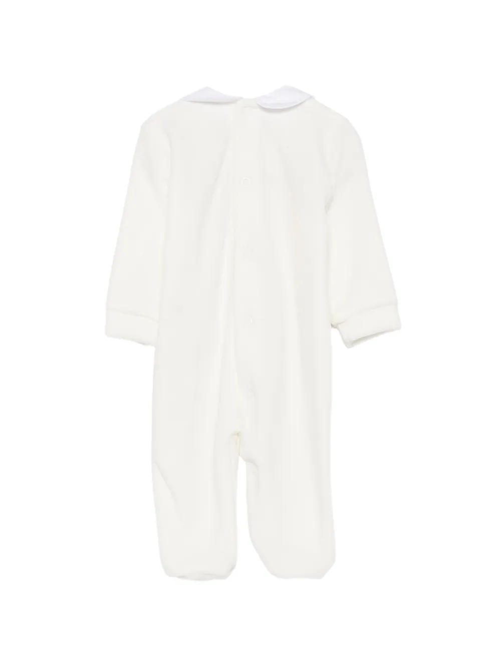 Siola smocked embroidered-collar sleepsuit Wit