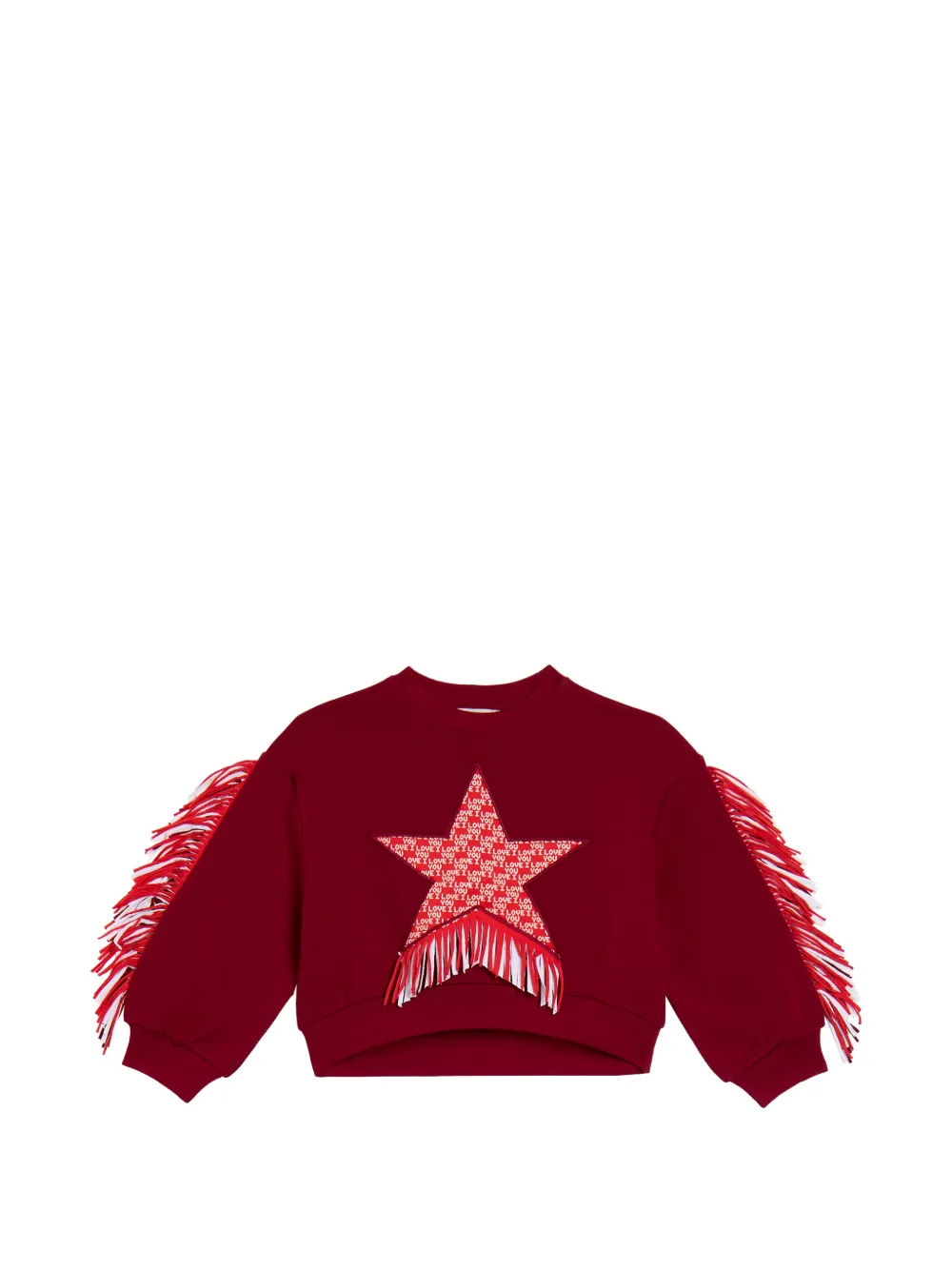 Stella McCartney Kids fringe-detail cropped sweatshirt - Rosso