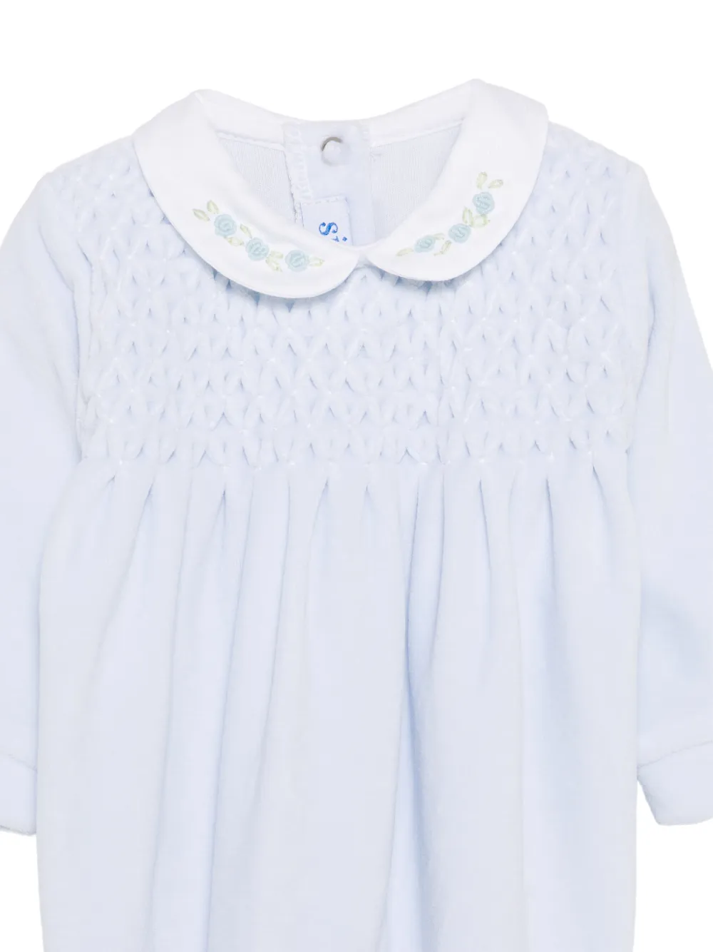 Siola smocked embroidered-collar romper Blauw