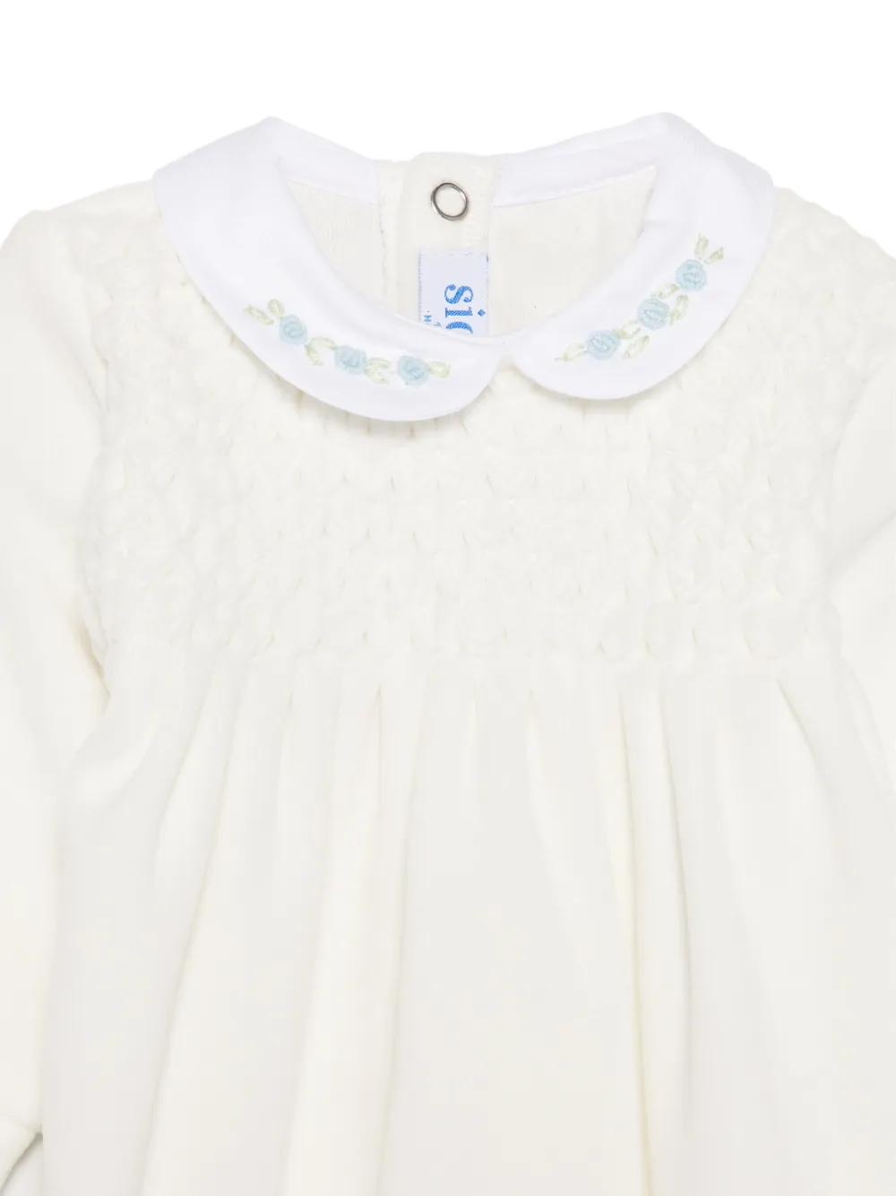Siola smocked Peter Pan collar sleepsuit Wit