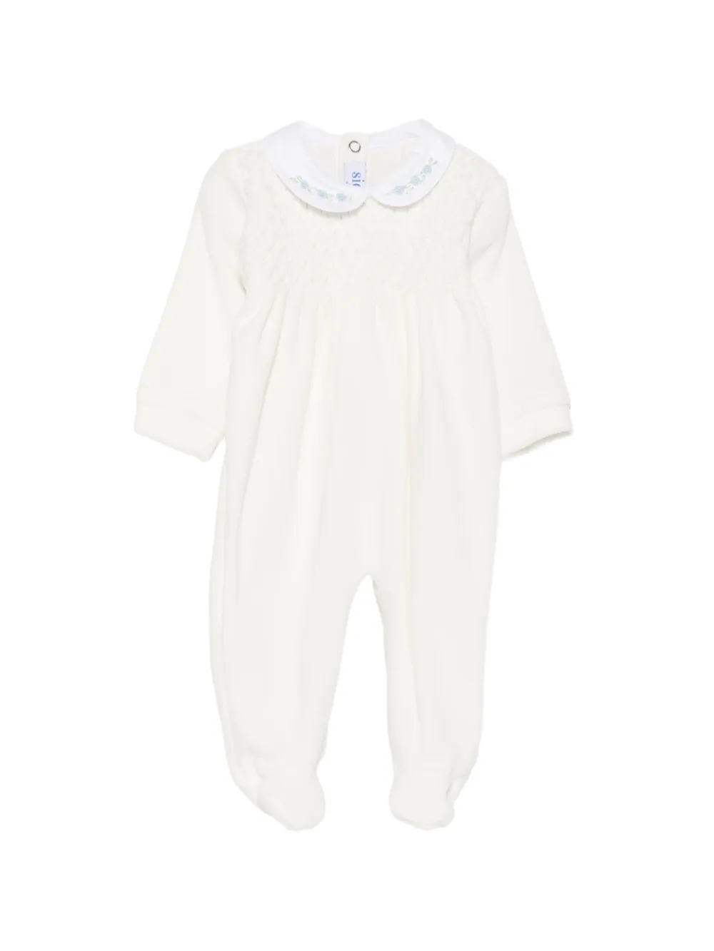 Siola smocked Peter Pan collar sleepsuit Wit