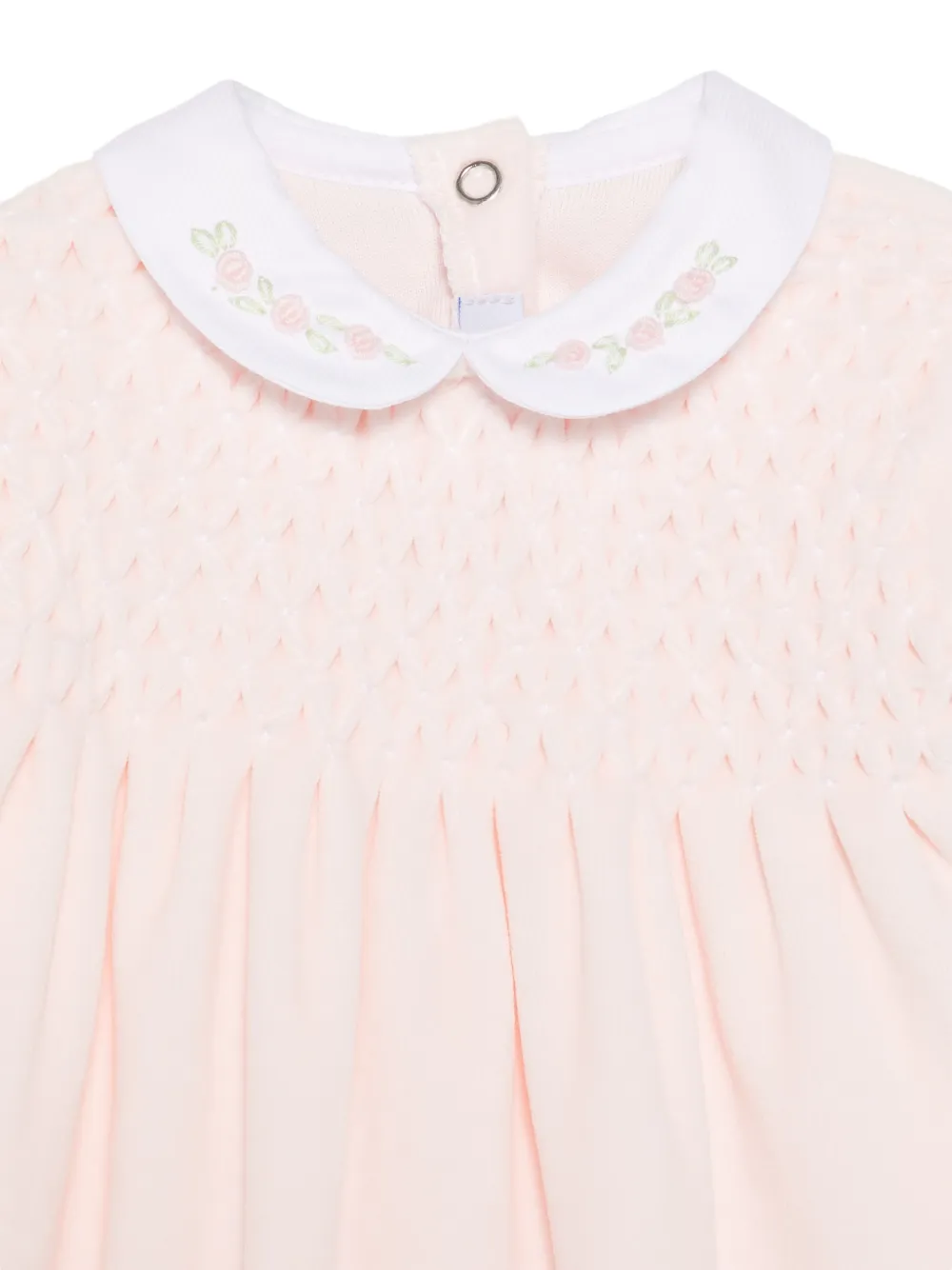Siola smocked embroidered-collar babygrow Roze
