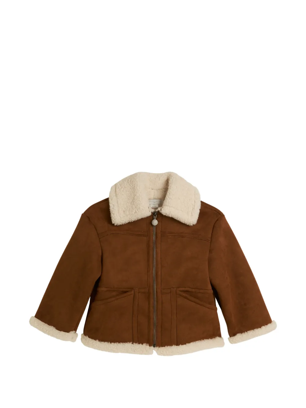 Stella McCartney Kids teddy-collar zip-up jacket - Marrone