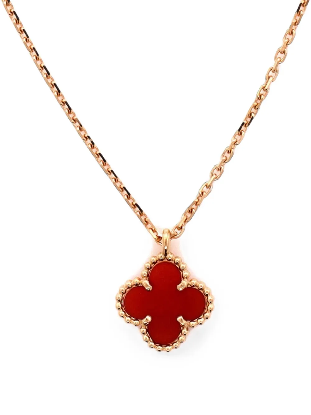 Van Cleef & Arpels Pre-Owned Sweet Alhambra Pendant 18K Rose Gold and Carnelian necklace - Rosa