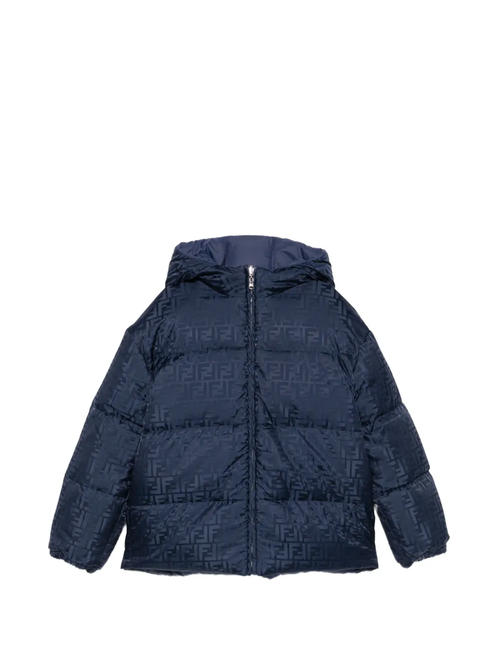 Fendi Kids Piumino con zip e logo FF - Blu
