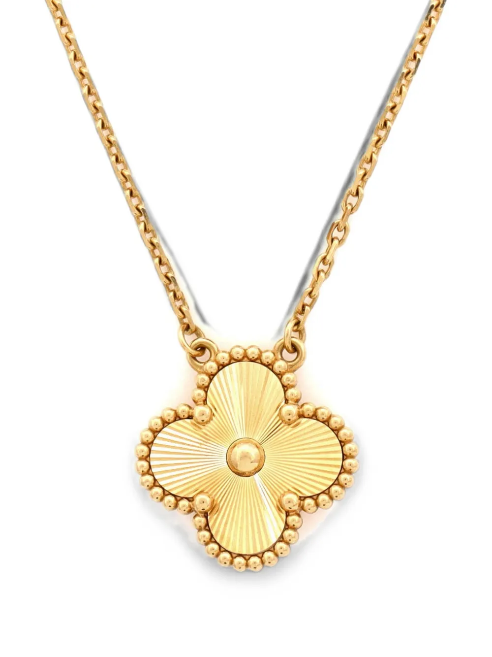 Van Cleef & Arpels Pre-Owned Vintage Alhambra Pendant Guilloche 18K Yellow Gold necklace - Oro