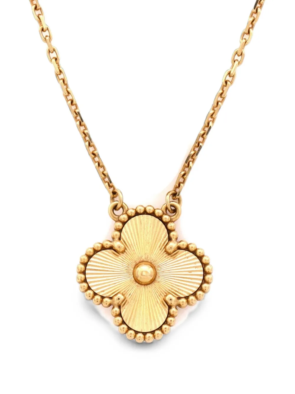 Van Cleef & Arpels Pre-Owned Vintage Alhambra Pendant Guilloche 18K Yellow Gold necklace - Oro
